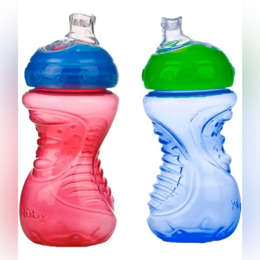 New Nuby 2-Pack No-Spill Super Spout Easy Grip Cup, 10 Ounce, 6 Months +